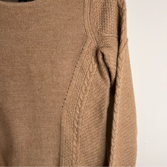 Cynthia Rowley Wool Blend Ribbed Cuffs Cable Knit Sweater - Picture 3 of 5